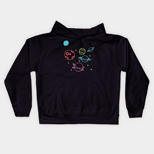 Space Planets Kids Hoodie by bruxamagica